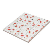 Cute Floral Red Poppy Pattern Ceramic Tile Fliese (Seite)