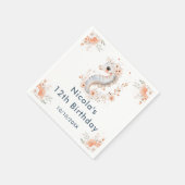 Cute Floral Seahorse Birthday Party Serviette (Ecke)