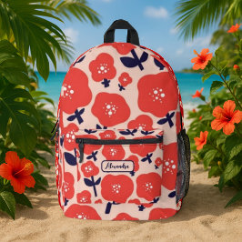 Cute Floral Seamless Pattern – Red Spring Flowers  Bedruckter Rucksack