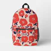 Cute Floral Seamless Pattern – Red Spring Flowers Bedruckter Rucksack (Vorderseite)