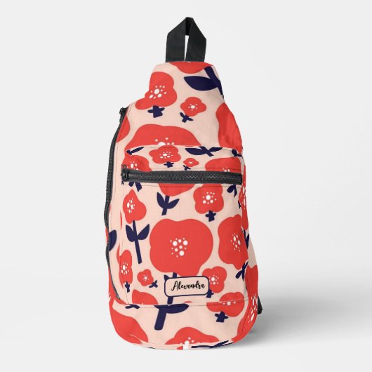 Cute Floral Seamless Pattern – Red Spring Flowers  Crossbody Bag (Vorderseite)