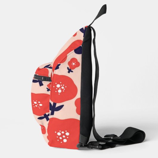 Cute Floral Seamless Pattern – Red Spring Flowers  Crossbody Bag (Rechts)
