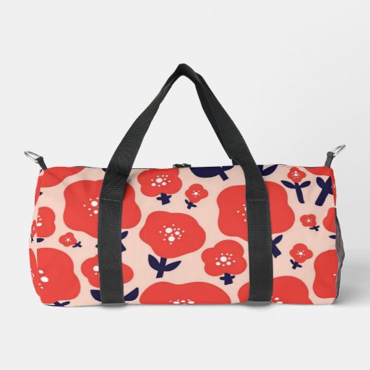 Cute Floral Seamless Pattern – Red Spring Flowers Duffle Bag (Vorderseite)