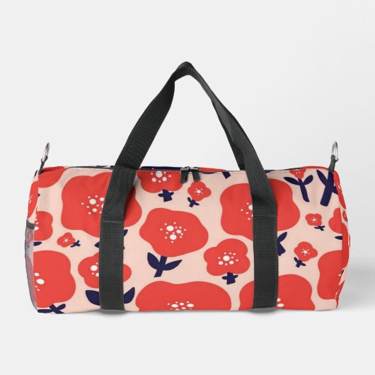 Cute Floral Seamless Pattern – Red Spring Flowers Duffle Bag (Rückseite)