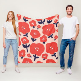 Cute Floral Seamless Pattern – Red Spring Flowers  Fleecedecke