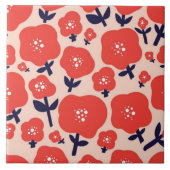 Cute Floral Seamless Pattern – Red Spring Flowers Fliese (Vorderseite)
