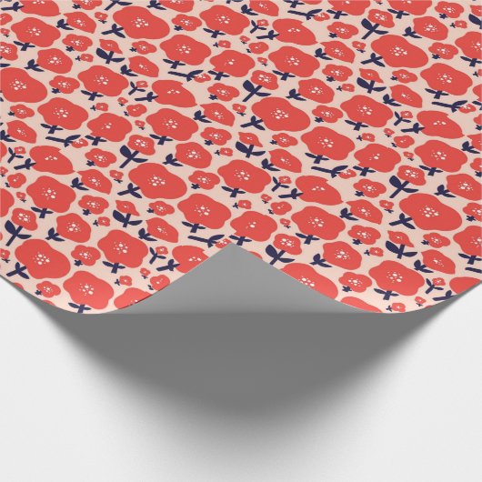 Cute Floral Seamless Pattern – Red Spring Flowers  Geschenkpapier (Ecke)