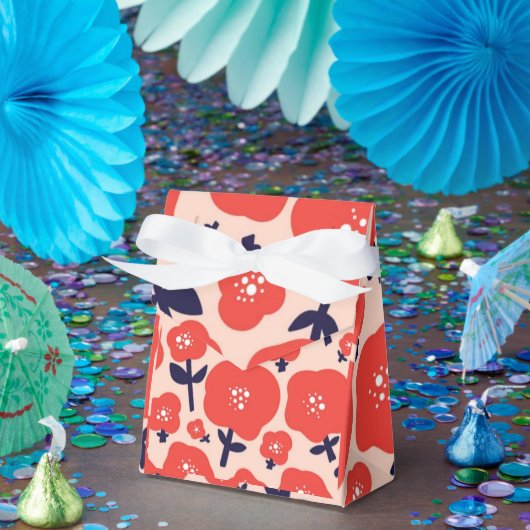 Cute Floral Seamless Pattern – Red Spring Flowers Geschenkschachtel (Party)