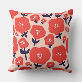 Cute Floral Seamless Pattern – Red Spring Flowers  Kissen