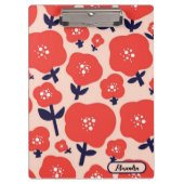 Cute Floral Seamless Pattern – Red Spring Flowers  Klemmbrett (Vorderseite)