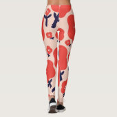 Cute Floral Seamless Pattern – Red Spring Flowers Leggings (Rückseite)
