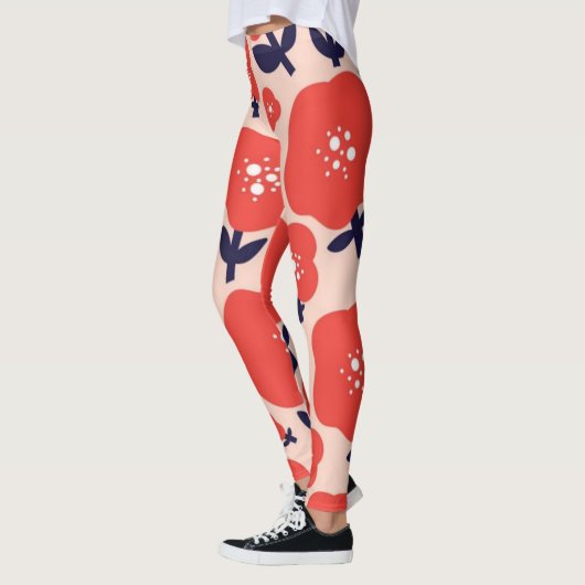 Cute Floral Seamless Pattern – Red Spring Flowers  Leggings (Links)