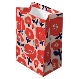 Cute Floral Seamless Pattern – Red Spring Flowers  Mittlere Geschenktüte
