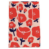 Cute Floral Seamless Pattern – Red Spring Flowers  Mittlere Geschenktüte (Rückseite)