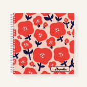 Cute Floral Seamless Pattern – Red Spring Flowers Notizblock (Vorderseite)