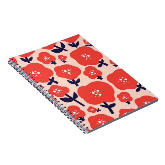 Cute Floral Seamless Pattern – Red Spring Flowers  Notizblock (Rechte Seite)