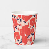 Cute Floral Seamless Pattern – Red Spring Flowers  Pappbecher (Rechts)