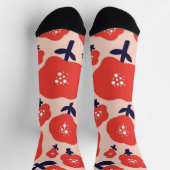 Cute Floral Seamless Pattern – Red Spring Flowers Socken (Oben)