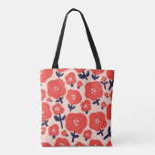 Cute Floral Seamless Pattern – Red Spring Flowers Tasche (Rückseite)