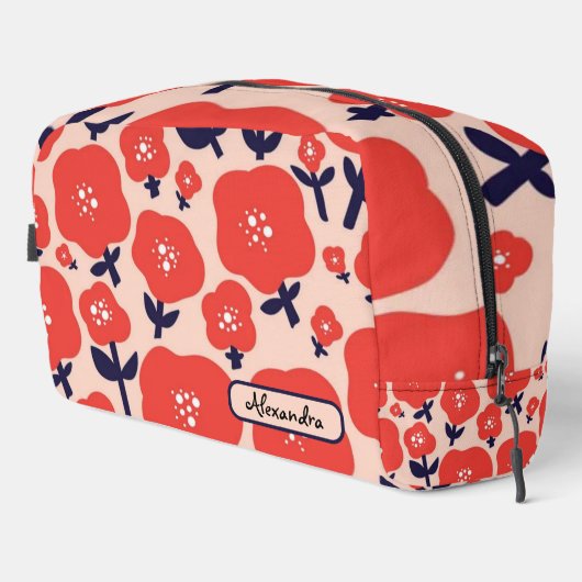 Cute Floral Seamless Pattern – Red Spring Flowers Waschbeutel (Rechte Ecke)