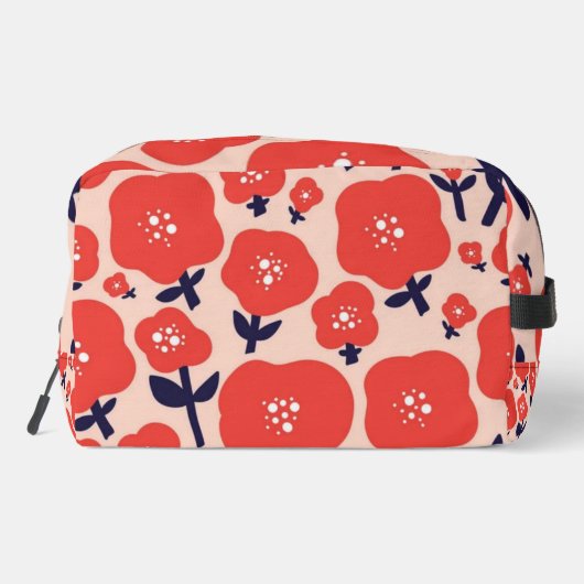 Cute Floral Seamless Pattern – Red Spring Flowers Waschbeutel (Rückseite)