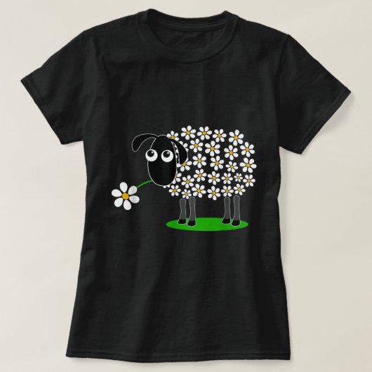 Cute Floral Sheep Design T-Shirt (Design vorne)