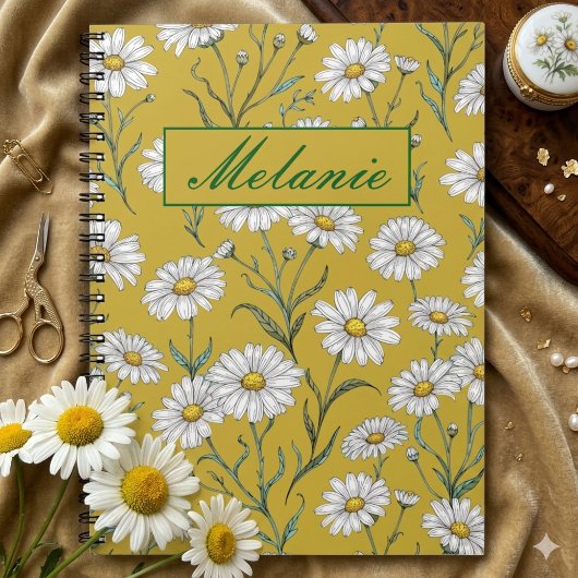 Cute Floral Spring Daisy Personalized Notebook Notizblock