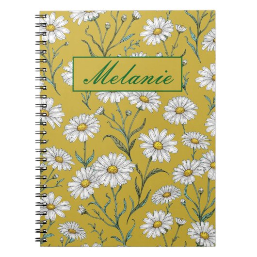 Cute Floral Spring Daisy Personalized Notebook Notizblock (Vorderseite)