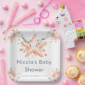 Cute Floral Starfish Baby Shower Pappteller (Party)