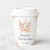 Cute Floral Starfish Birthday Party Pappbecher (Rückseite)