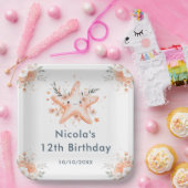 Cute Floral Starfish Birthday Party Pappteller (Party)
