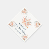 Cute Floral Starfish Birthday Party Serviette (Ecke)