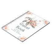 Cute Floral Turtle Baby Shower Guest Book Notizblock (Linke Seite)