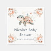 Cute Floral Turtle Baby Shower Serviette (Vorderseite)