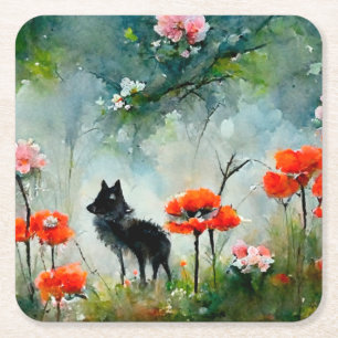 Cute floral wild animal  rechteckiger pappuntersetzer