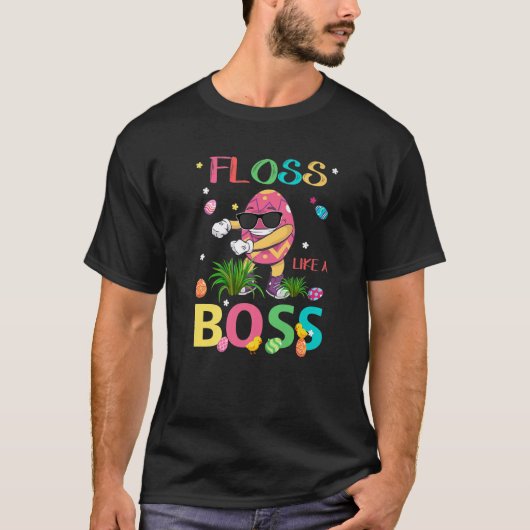 Cute Floss Like A Boss Easter Egg Wear Sunglasses T-Shirt (Vorderseite)