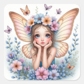 Cute Flower-Crown Fairy Sticker (Vorderseite)