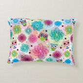 Cute flower owl background pattern dekokissen (Rückseite)
