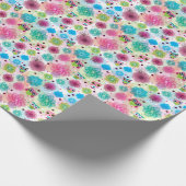 Cute flower owl background pattern geschenkpapier (Ecke)