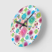 Cute flower owl background pattern runde wanduhr (Winkel)