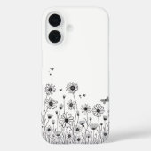Cute Flower Phone Case – Black & White Wildflower (Rückseite)