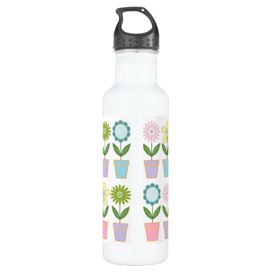 Cute Flower Pots Pattern Edelstahlflasche (Rückseite)