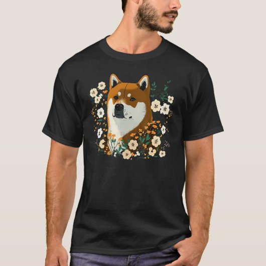 Cute Flower summer Floral Akita Inu T-Shirt (Vorderseite)