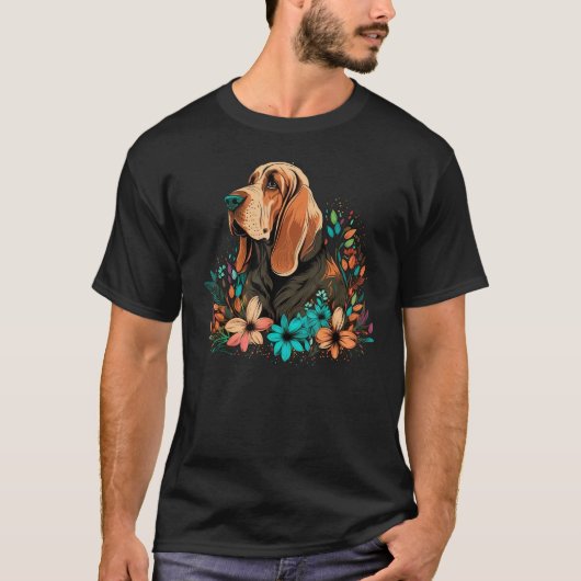 Cute Flower summer Floral Bloodhound 1 T-Shirt (Vorderseite)