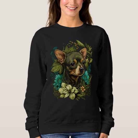 Cute Flower summer Floral Chihuahua Sweatshirt (Vorderseite)