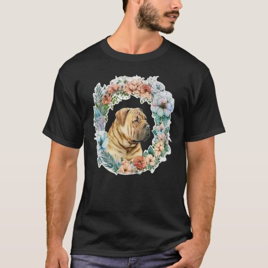 Cute Flower summer Floral Shar Pei T-Shirt (Vorderseite)