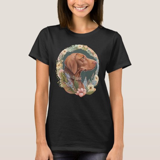 Cute Flower summer Floral Vizsla 3 T-Shirt (Vorderseite)