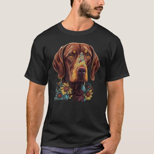 Cute Flower summer Floral Vizsla T-Shirt (Vorderseite)
