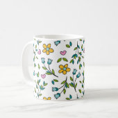 Cute Flowers and Hearts Light Pattern Kaffeetasse (Vorderseite Links)