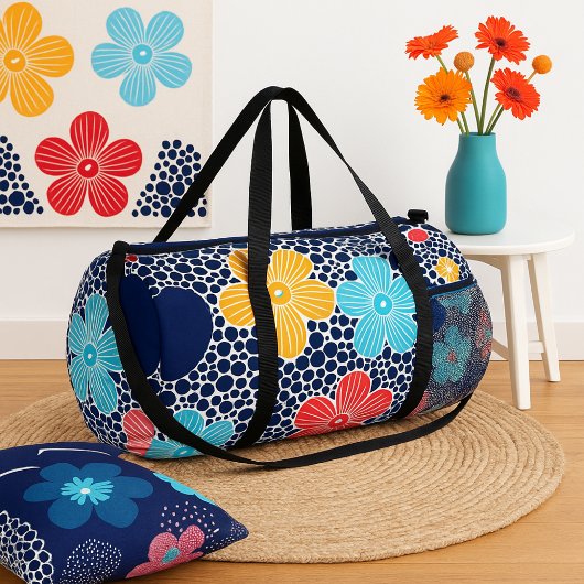 Cute Flowers and Polka Dots – Playful Floral Duffle Bag